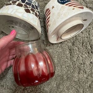 Home Interiors Candle with Two Lamp Shades – Vintage Décor Set